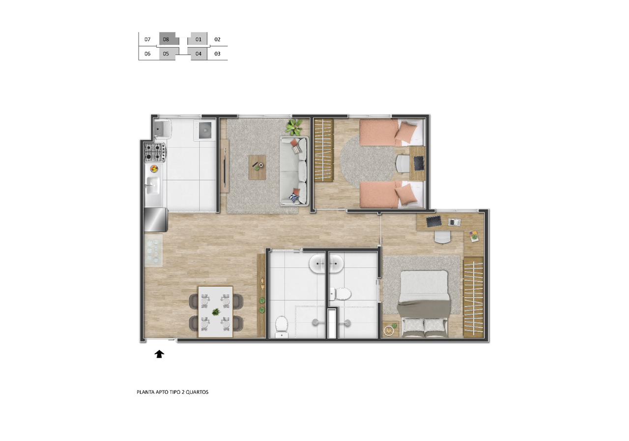 Apartamento de 2 Quartos